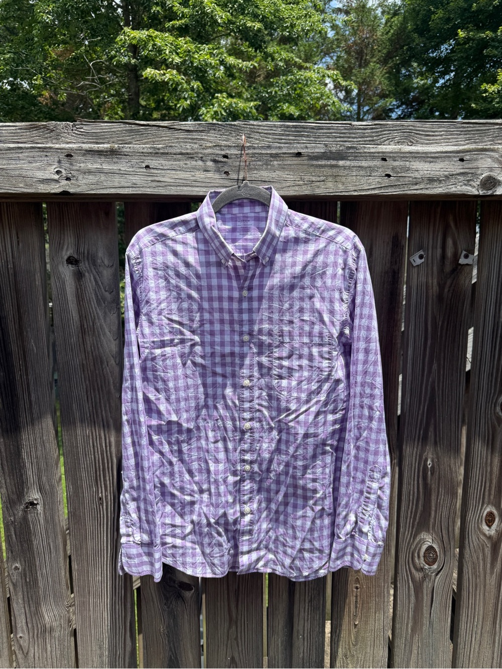J. Crew Lavender Gingham Button-Down Shirt